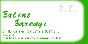 balint barenyi business card